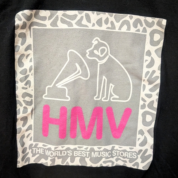 HMV Merch Logo with Dog and Gramophone - Black T-Shirt (Size M) - Picture 2 of 6